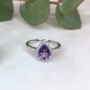 Amethyst 925 Sterling Silver Pear Drop Ring, thumbnail 1 of 7