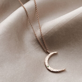 Textured Confetti Birthstone Crescent Moon Necklace, 6 of 10