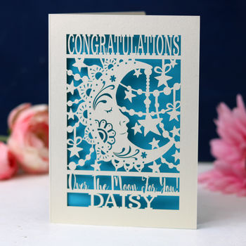 Personalised Papercut Over The Moon Card, 2 of 6