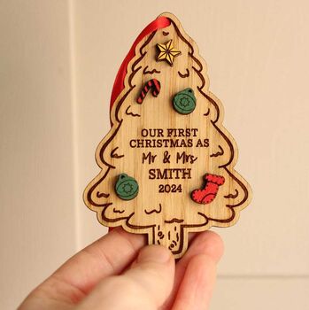Personalised First Christmas Married Ornament Gift For Newlyweds, 4 of 6