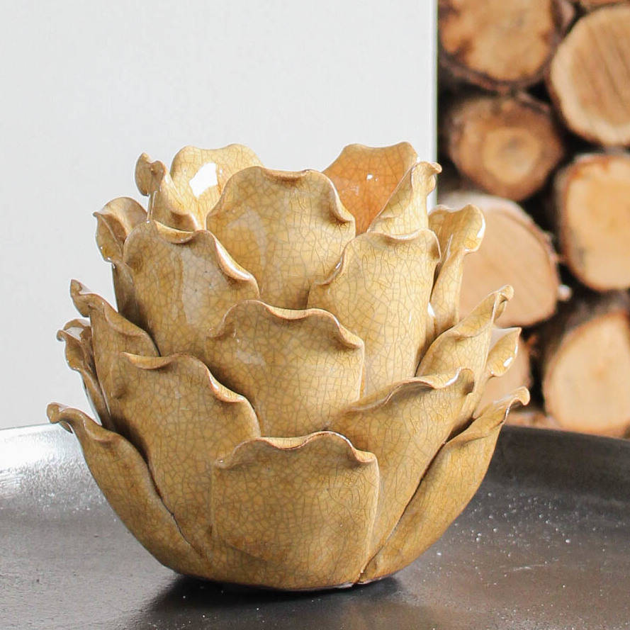 mustard ceramic tea light holder by marquis & dawe