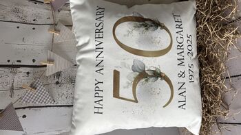 Personalised 50th Golden Wedding Anniversary Cushion, 4 of 7