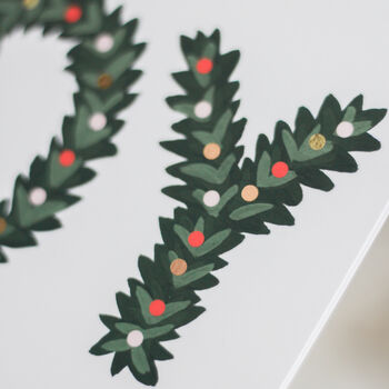 Joy Wreath Garland Foiled Christmas Card, 2 of 2