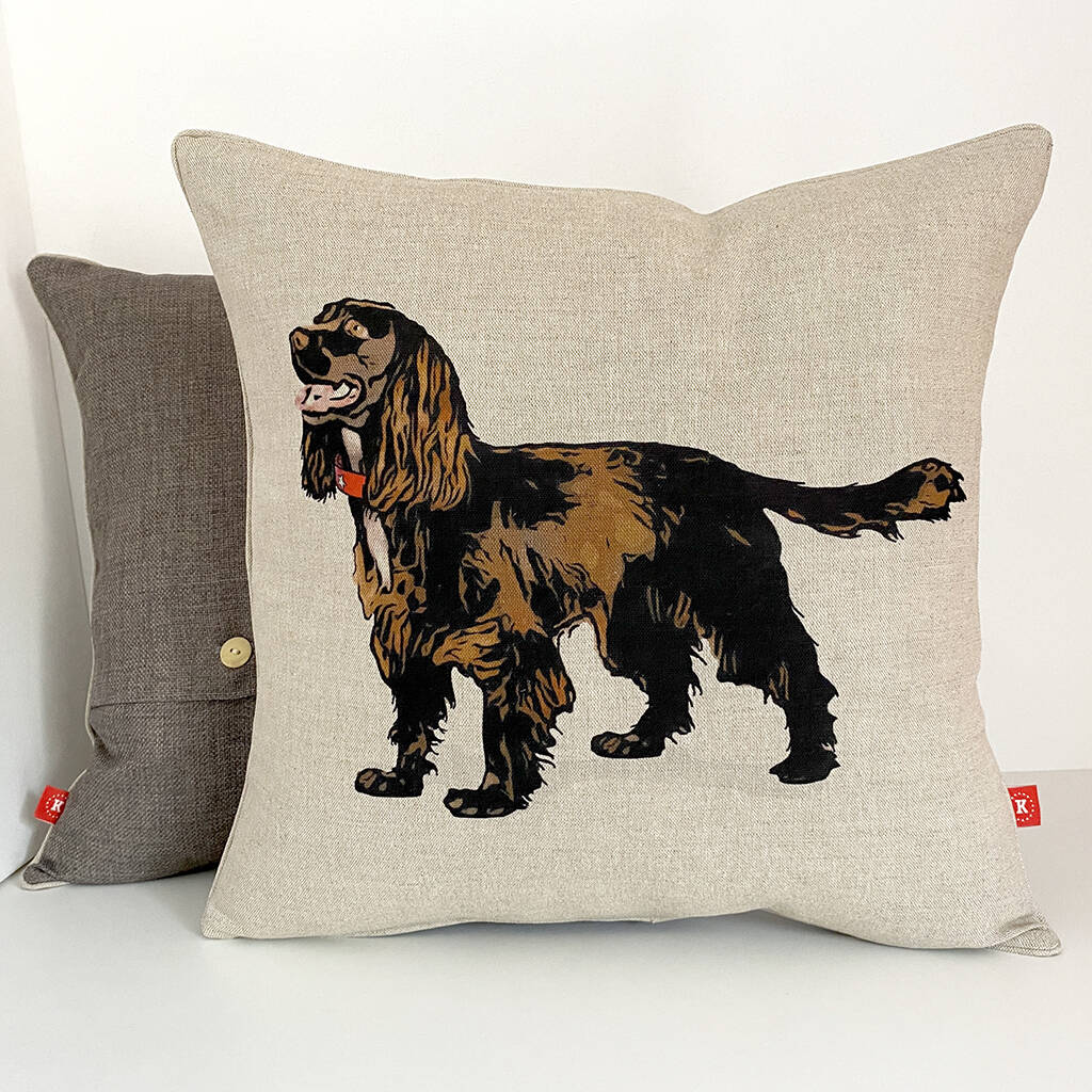 Cocker Spaniel Dog Soft Velvet Feel Cushion Cover With Inner Pillow AD-SC11-CPW 