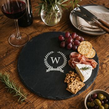 Monogrammed Wreath Slate Cheese Board, 10 of 10
