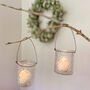 Two Pressed Glass Tea Light Holders With Wire Hanger, thumbnail 6 of 8