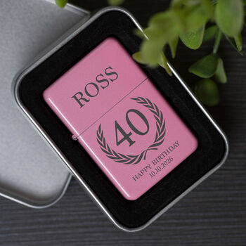 Personalised Birthday Crest Pink Lighter Gift For 18th 21st 30th, 5 of 8