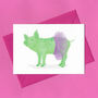 Green Ballerina Pig Illustrated Blank Greeting Card, thumbnail 4 of 11