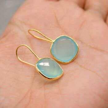 Aqua Chalcedony Earrings, Blue Dangle Earrings, 6 of 9