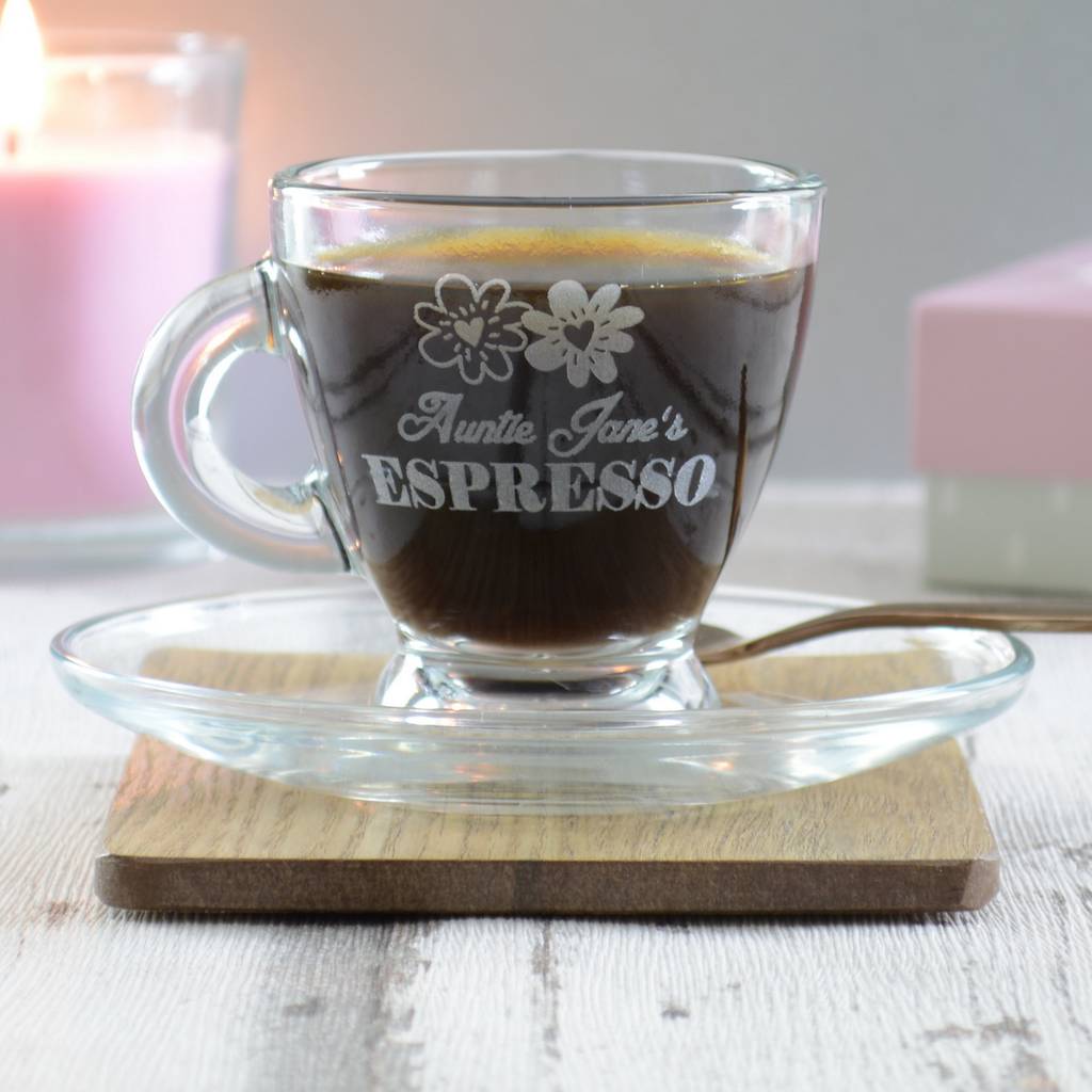 auntie personalised engraved espresso cup and saucer by auntie personalised engraved espresso cup and saucer by