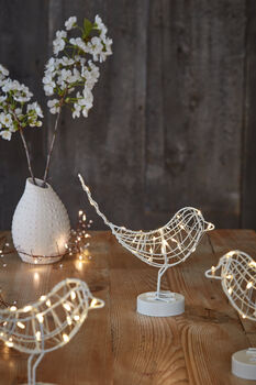 White Wire Sparkle And Shine Robin LED Decoration, 3 of 4