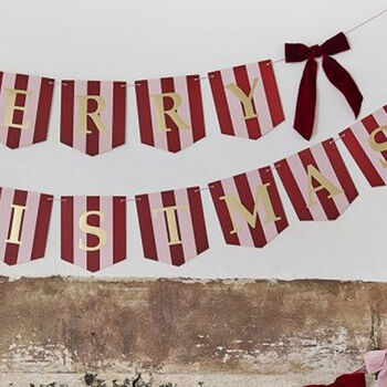 Merry Christmas Banner Velvet Bow Christmas Bunting 2m, 2 of 5
