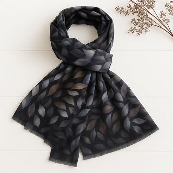 Autumn Whisper Leaf Print Scarf, 2 of 7