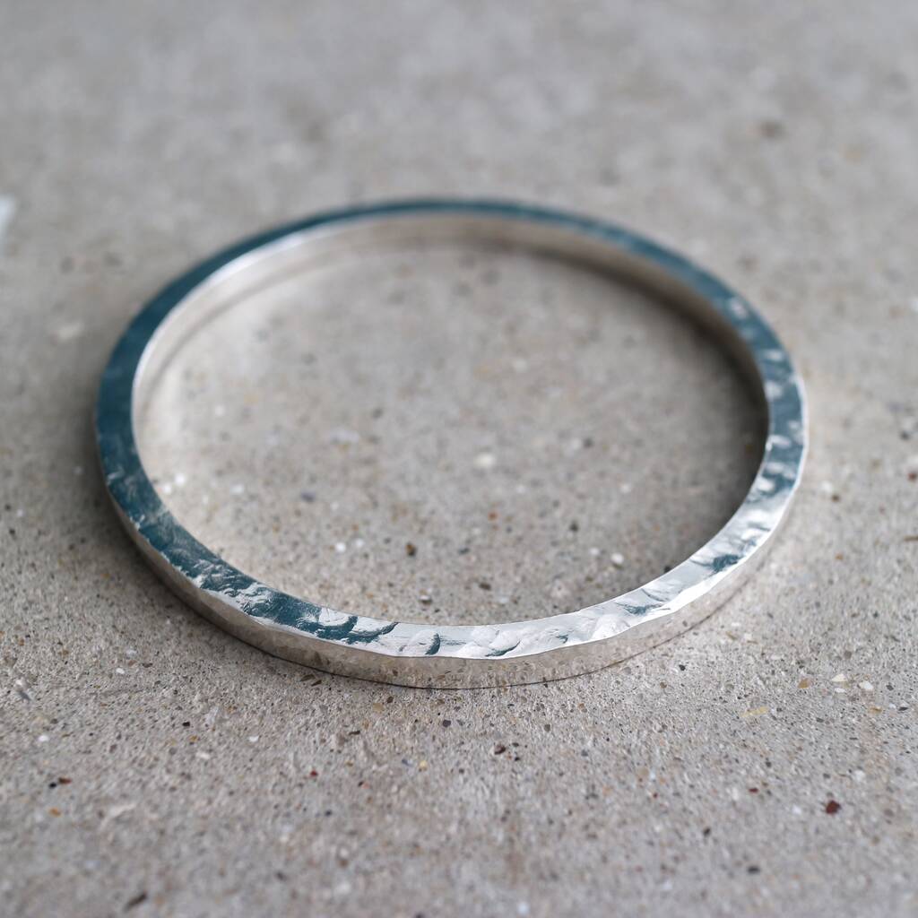 Heavy Hammered Silver Bangle