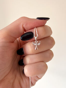 Sterling Silver Tiny Angel Pendant Necklace, 2 of 8