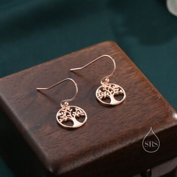 Sterling Silver Tree Drop Hook Earrings, 3 of 10