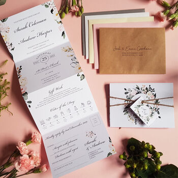 Blush Wild Floral Wedding Invitations, 2 of 9