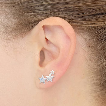 Sterling Silver Christmas Shooting Star Earrings, 2 of 6