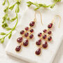 Garnet Cabochon Gold Plated Silver Chandelier Earrings, thumbnail 4 of 9