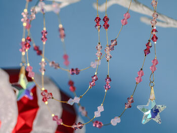 Pink And Reds Christmas Garland, Crystal Beaded, 5 of 7