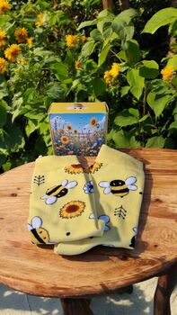 Bumble Bee And Sunflower Socks – Fun Gift Boxed One Size, 5 of 9
