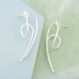 Silver Overlapping Bar Stud Earrings, thumbnail 3 of 7