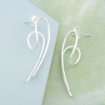 Silver Overlapping Bar Stud Earrings, 3 of 7