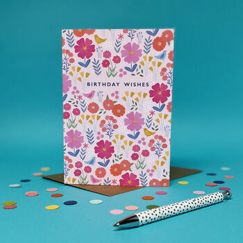 Happy Birthday Card Pink Floral Pattern, 2 of 3