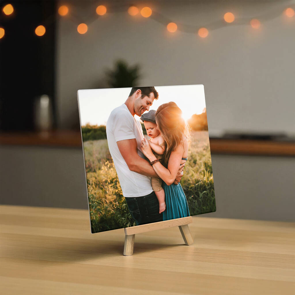 Personalised Ceramic Tile With Pine Wood Easel, 1 of 3