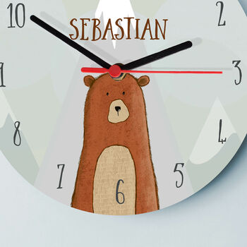 Woodland Bear Personalised Clock, 3 of 4