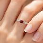 Garnet Five Stone Ring In Sterling Silver And Gold Vermeil, thumbnail 2 of 12