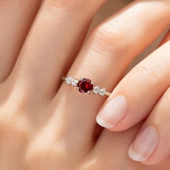 Garnet Five Stone Ring In Sterling Silver And Gold Vermeil, 2 of 12