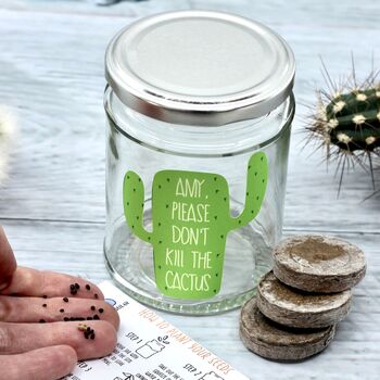 Personalised 'Don't Kill Me' Cactus Jar Grow Kit, 4 of 11