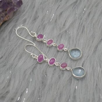 Ruby, Blue Topaz Dangle Earrings, 2 of 8
