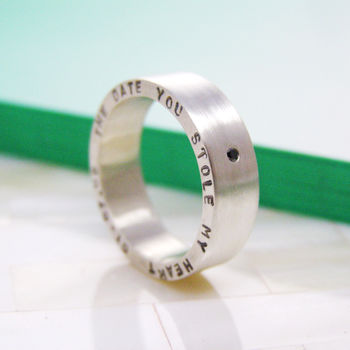 Personalised Silver Narrative Ring With/Out Diamond, 3 of 9