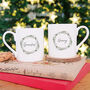 Grandparents Christmas Wreath China Mugs Set, thumbnail 1 of 3