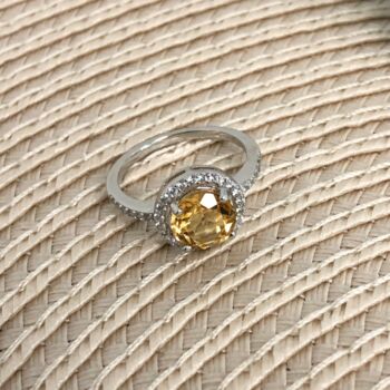 Round Citrine 925 Sterling Silver Ring, 3 of 4