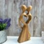 Hand Carved Wooden Lovers With Heart Teak Ornament Figurine Sculpture, thumbnail 9 of 9
