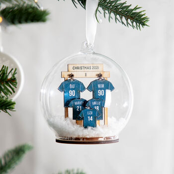 Personalised 3D Wooden Family Football Shirts Bauble, 2 of 5