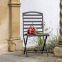 Black Slatted Metal Folding Garden Chairs Set Of Two, thumbnail 1 of 4