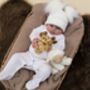 Embroidered White Cotton Baby Sleepsuit, thumbnail 2 of 6