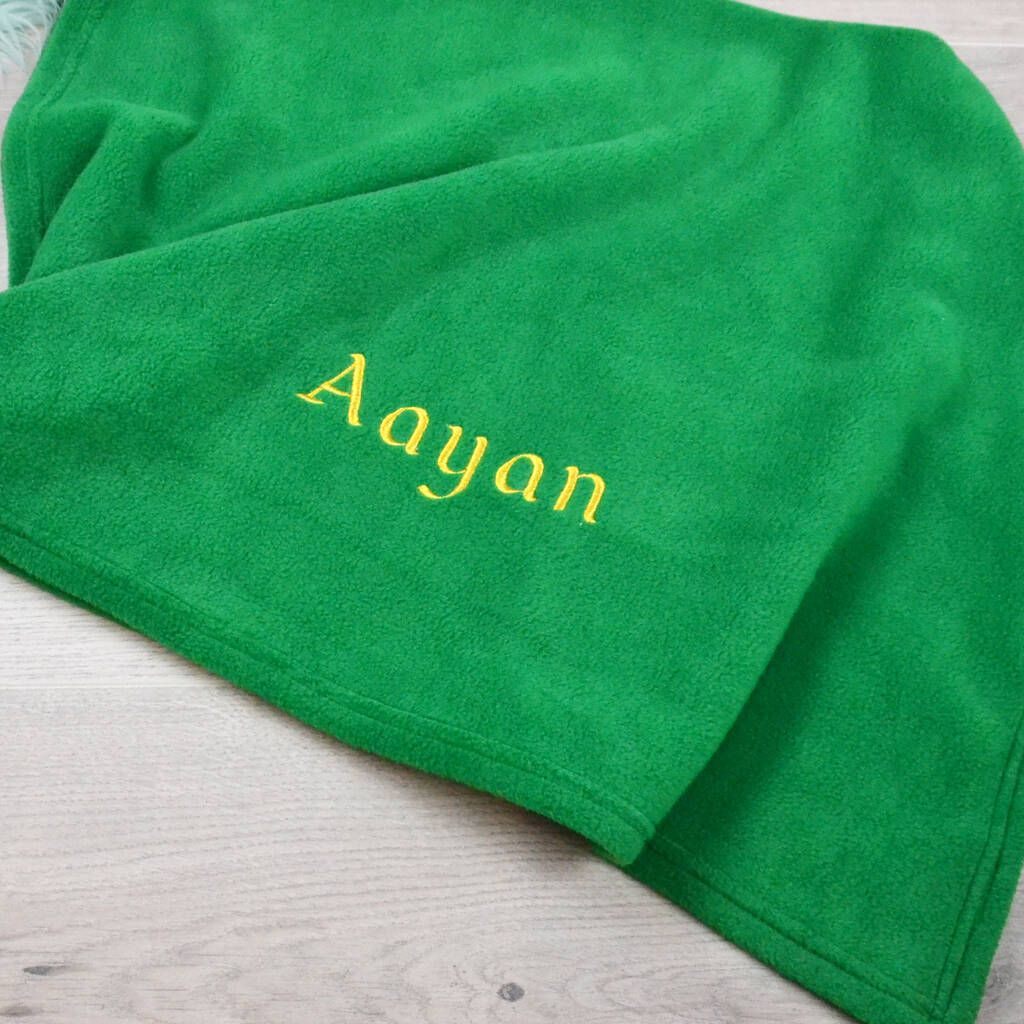 Personalised Green Fleece Baby Blanket By D Caro