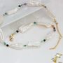 White Long Biwa Pearl And Colouful Gemstone Necklace, thumbnail 2 of 11