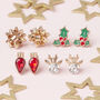 Bows And Lights Gold Plated Christmas Earring Set, thumbnail 1 of 7