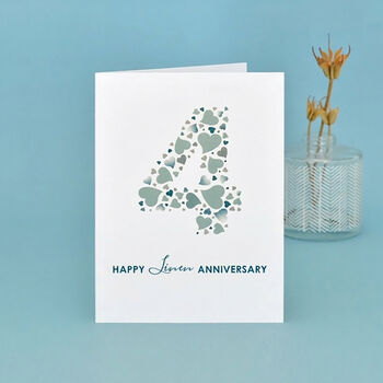 Love Hearts Linen 4th Anniversary Card, 2 of 3