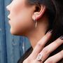 Minimal Staged Gold Plated Silver Huggie Hoop Earrings, thumbnail 5 of 8