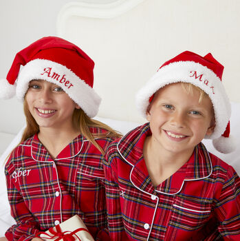 Personalised Dad And Child Matching Luxury Brushed Cotton Tartan Christmas Pyjama, 4 of 6