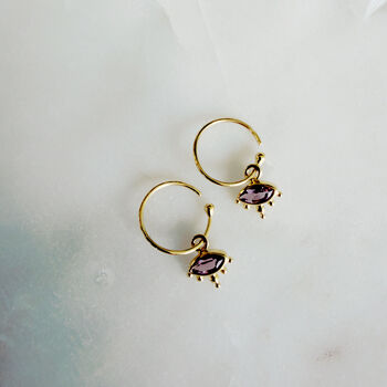 Third Eye Amethyst Hoops, 5 of 7