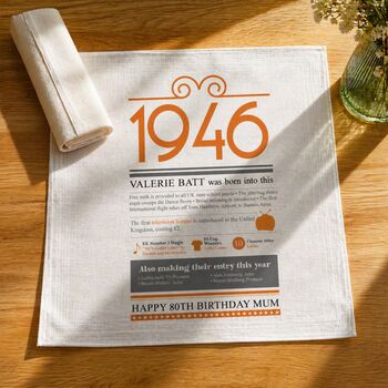 Personalised 80th Birthday Gift 1946 Handkerchief Pair, 10 of 12