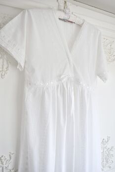 Edwardian Style White Cotton Nightdress, Broderie Anglaise Nightgown, Vintage Inspired Victorian Nightwear, Josette Nightdress UK 10 14, 4 of 5